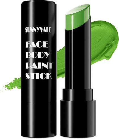 SUNNYVALE Halloween Green Face Body Paint Stick، عين خضراء فاتحة سوداء للرياضة، أساس ليموني لـ Goblin Hulk Shrek Gamora Wicked Witch Hunting Camo Cosplay زي مكياج in Saudi Arabia