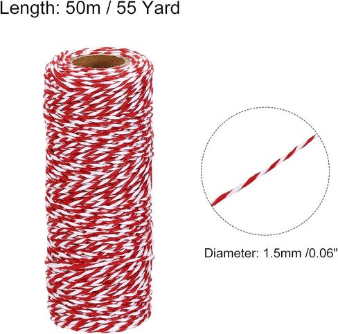 MECCANIXITY Cotton Rope Twisted Braided Rope Cord, Multicolored 50m/55 Yard 1.5mm Dia for Wall Hanging, Plant Hanger, Knitting, Macrame Knotting in Saudi Arabia