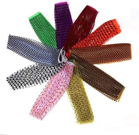 GREATFISHING 10pcs Mix 10 Color Each 50 Strands/Pack 0.8mm Wide Fly Tying Rubber Flutter Legs Grizzly Barred Black Olive Green Yellow Orange Streamer Zonker Nymph Fly Tying Rubber String in Kuwait