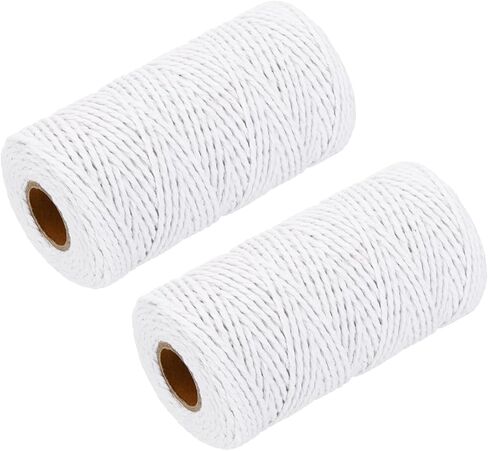 MECCANIXITY 2pcs Cotton Rope Twisted Braided Rope Cord, White100m/109 Yard 2mm Dia for Wall Hanging, Plant Hanger, Knitting, Macrame Knotting in Saudi Arabia