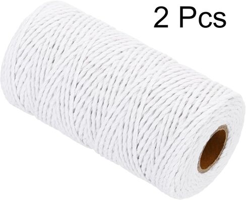 MECCANIXITY 2pcs Cotton Rope Twisted Braided Rope Cord, White100m/109 Yard 2mm Dia for Wall Hanging, Plant Hanger, Knitting, Macrame Knotting in Saudi Arabia