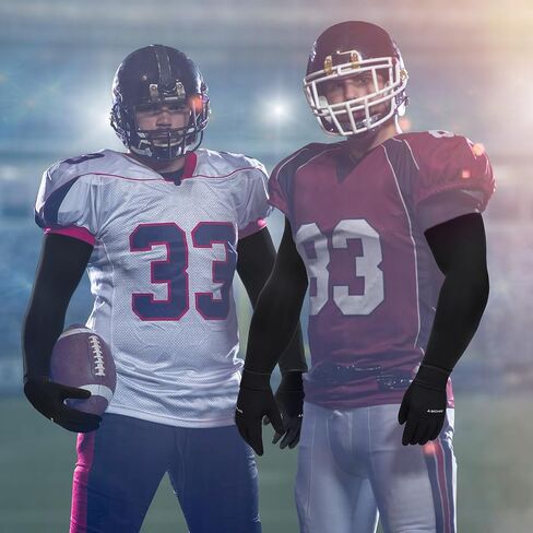 2 Sets Youth Football Gloves and Arm Sleeves Grip Winter Warm Touchscreen Gloves Compression Football Arm Sleeves Thermal Windproof Youth for Gloves Men Football Cycling Outdoor Sports in Saudi Arabia