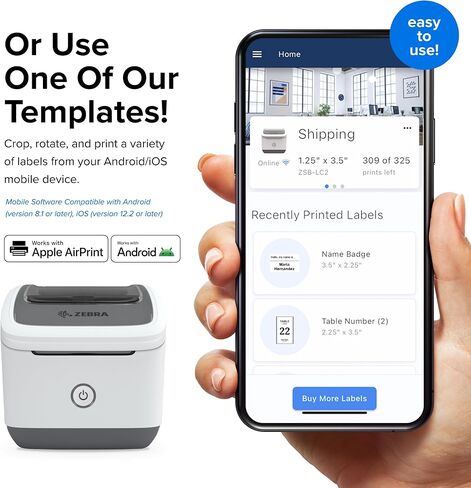 طابعة ملصقات حرارية من سلسلة ZEBRA ZSB مقاس 2 بوصة - 300 نقطة في البوصة، طباعة Wi-Fi، الرموز الشريطية، العنوان، المنتجات والملصقات المخصصة، الطباعة من أي مكان، ما يصل إلى 2 بوصة مثالية للمنزل والمكتب، طابعة ملصقات صغيرة in Saudi Arabia