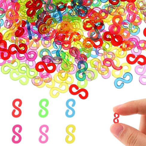 Molain 1000 Pieces Rubber Band S Clips Loom Band Clips Plastic Connectors Refills for Loom Bracelets, Plastic Loom Rubber Band Clips Bracelet Connectors for DIY Handicrafts Bracelet Making(Multicolor) in Saudi Arabia