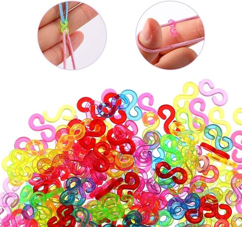 Molain 1000 Pieces Rubber Band S Clips Loom Band Clips Plastic Connectors Refills for Loom Bracelets, Plastic Loom Rubber Band Clips Bracelet Connectors for DIY Handicrafts Bracelet Making(Multicolor) in Saudi Arabia