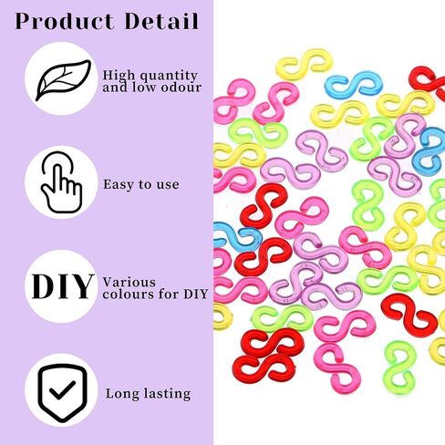 Molain 1000 Pieces Rubber Band S Clips Loom Band Clips Plastic Connectors Refills for Loom Bracelets, Plastic Loom Rubber Band Clips Bracelet Connectors for DIY Handicrafts Bracelet Making(Multicolor) in Saudi Arabia