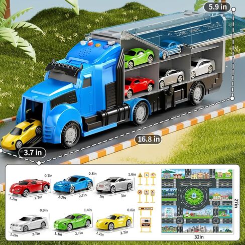 Fire Trucks Toy Set with Play Mat, Carrier Truck Play Vehicles Set for 3 4 5 6 Years Old Boys Kids, Die-Cast Car Toy for Toddlers 3-4 Years, Birthday Gifts Toys for 3-9 Year Old Boys in Saudi Arabia