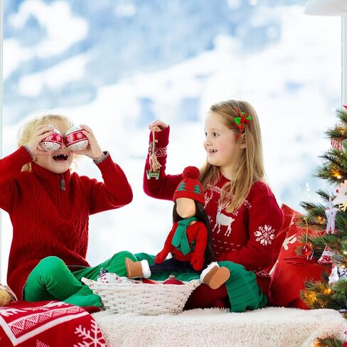 Bencailor Christmas 18 Inch Doll Clothes and Accessories Winter Doll Outfits Set Sweaters Trousers Hats Shoes for 18 Inch Doll Gifts(Red White) in Saudi Arabia