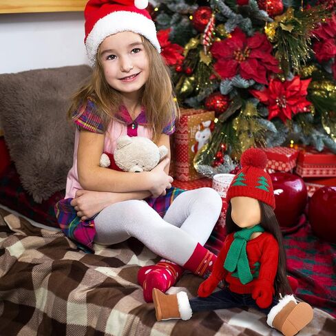 Bencailor Christmas 18 Inch Doll Clothes and Accessories Winter Doll Outfits Set Sweaters Trousers Hats Shoes for 18 Inch Doll Gifts(Red White) in Saudi Arabia
