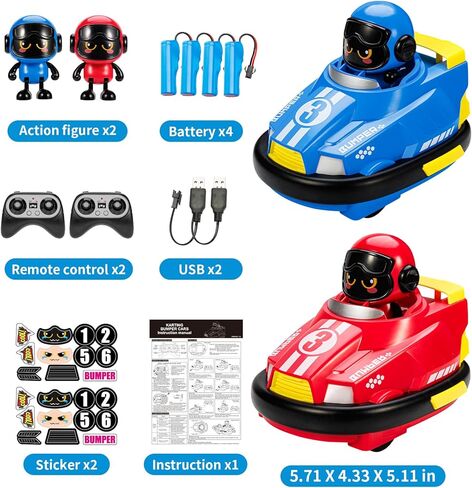 2 Pack RC Cars Toys for Ages 2-4 Toddlers|Remote Control Bumper Cars Toys for Ages 5-7 Kids|Birthday Gift for 3 4 5 6 7 8 Year Old Boys with goalmouth in Kuwait