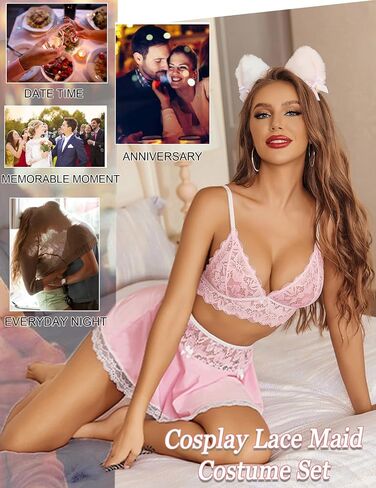 Avidlove Lingerie Sets for Women Sexy Costume Babydoll Lingerie Mini Skirt Two Piece Skirt Set in Saudi Arabia