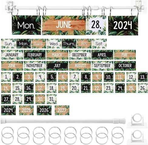 Calendar Bulletin Board Set Colorful Classroom Flip Calendar with Holder 54 Date Cards Adjustable Calendar Holder Numbers for Teacher Classroom Organization Home Decor (Spotty Boho) in Saudi Arabia