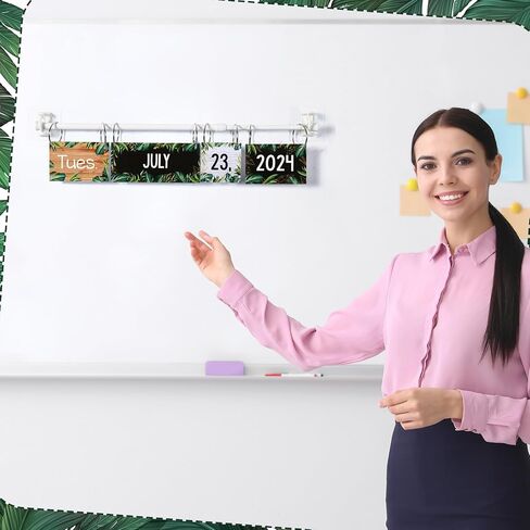 Calendar Bulletin Board Set Colorful Classroom Flip Calendar with Holder 54 Date Cards Adjustable Calendar Holder Numbers for Teacher Classroom Organization Home Decor (Spotty Boho) in Saudi Arabia