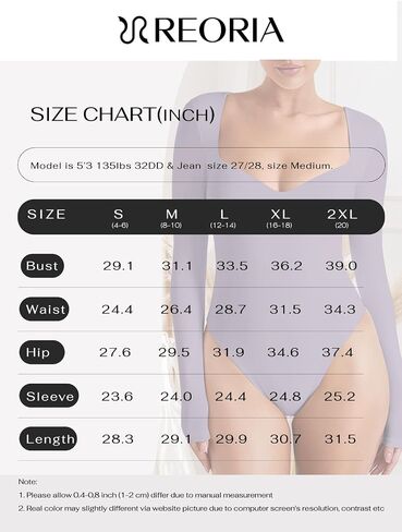 REORIA Womens Trendy Sexy Sweetheart Neck Double Lined Layering Long Sleeve Body Suit Going Out Bodysuits Tops in Kuwait