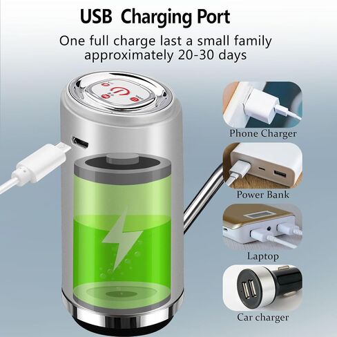 Water Pump for 5 Gallon Bottle, Electric 5 Gallon Water Dispenser Universal USB Charging Drinking Water Bottle Pump(Silver) in Saudi Arabia