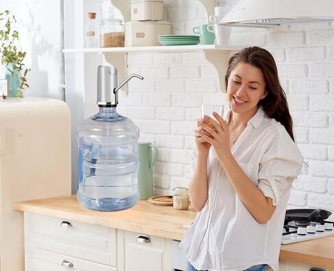 Water Pump for 5 Gallon Bottle, Electric 5 Gallon Water Dispenser Universal USB Charging Drinking Water Bottle Pump(Silver) in Saudi Arabia