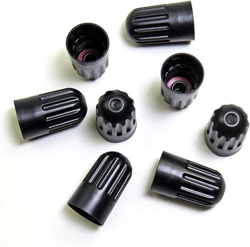 Plastic Valve Stem Covers Black Tire Valve Caps with Rubber Gasket Universal Long Air Valve Caps Dust Covers for TPMS20008 Rubber Valves (8 Pack) in Saudi Arabia