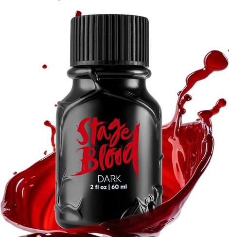 Spooktacular Creations Halloween Fake Blood Makeup، زجاجة دم المرحلة 2 أونصة، دم داكن، قطرات دم قابلة للغسل لحفلة الهالوين التنكرية، مصاص الدماء، الزومبي، مكياج SFX، حفلة تنكرية in Saudi Arabia