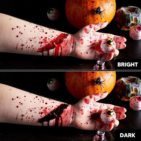 Spooktacular Creations Halloween Fake Blood Makeup، زجاجة دم المرحلة 2 أونصة، دم داكن، قطرات دم قابلة للغسل لحفلة الهالوين التنكرية، مصاص الدماء، الزومبي، مكياج SFX، حفلة تنكرية in Saudi Arabia
