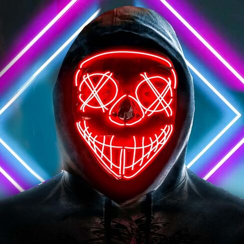 LED Mask Halloween Costumes Purge Mask for Adult Light Up Mask Cool Stuff Gift for Boys in Saudi Arabia