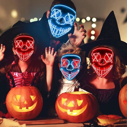 LED Mask Halloween Costumes Purge Mask for Adult Light Up Mask Cool Stuff Gift for Boys in Saudi Arabia