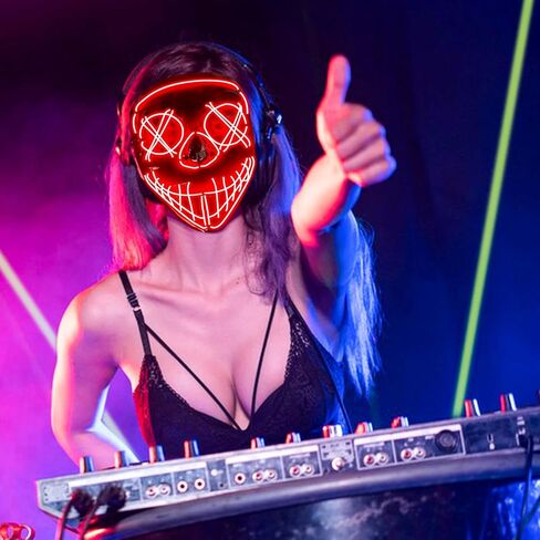 LED Mask Halloween Costumes Purge Mask for Adult Light Up Mask Cool Stuff Gift for Boys in Saudi Arabia