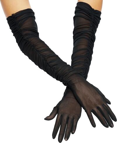 قفازات Spooktacular Creations للهالوين للنساء، قفازات سوداء شفافة من التول الشبكي للبالغين، حفلة رقص تنكرية للهالوين in Saudi Arabia