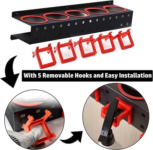 Spray Bottle Storage Rack, Wall-Mounted Spray Bottle Rack Holder, Garage Organizer Hanging Rail Car Beauty Shop Accessory Display Auto Cleaning Detailing Tools Hanger with 5 Plastic Hanging Hooks in Saudi Arabia