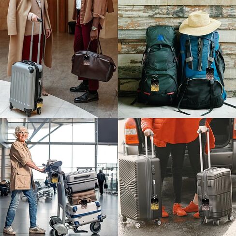 Luggage Tags for Suitcase Gold Glitter 2 PCS Leather Travel Luggage Tag with Stainless Steel Loop Name ID Label Privacy Cover for Women Men Travel in Saudi Arabia