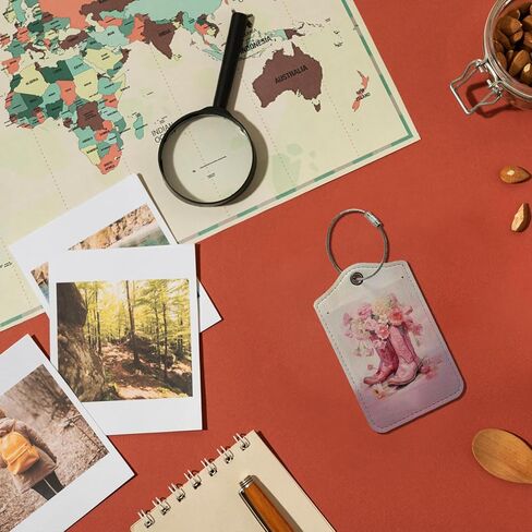 علامة الأمتعة الغربية الوردية، علامات الأمتعة لحقائب السفر، هدايا راعية البقر، هدايا غربية للنساء، حماية الخصوصية من جلد البولي يوريثان، معرفات علامات أسماء السفر للأمتعة in Kuwait