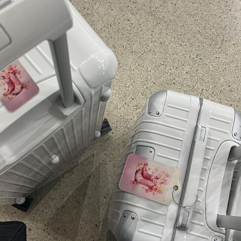 علامة الأمتعة الغربية الوردية، علامات الأمتعة لحقائب السفر، هدايا راعية البقر، هدايا غربية للنساء، حماية الخصوصية من جلد البولي يوريثان، معرفات علامات أسماء السفر للأمتعة in Kuwait