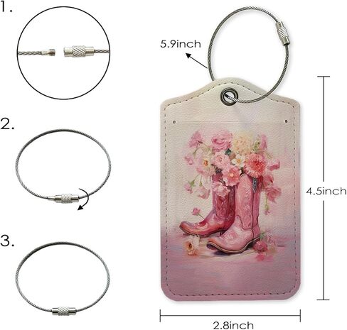 علامة الأمتعة الغربية الوردية، علامات الأمتعة لحقائب السفر، هدايا راعية البقر، هدايا غربية للنساء، حماية الخصوصية من جلد البولي يوريثان، معرفات علامات أسماء السفر للأمتعة in Kuwait