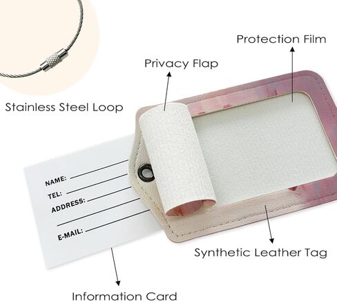 علامة الأمتعة الغربية الوردية، علامات الأمتعة لحقائب السفر، هدايا راعية البقر، هدايا غربية للنساء، حماية الخصوصية من جلد البولي يوريثان، معرفات علامات أسماء السفر للأمتعة in Kuwait