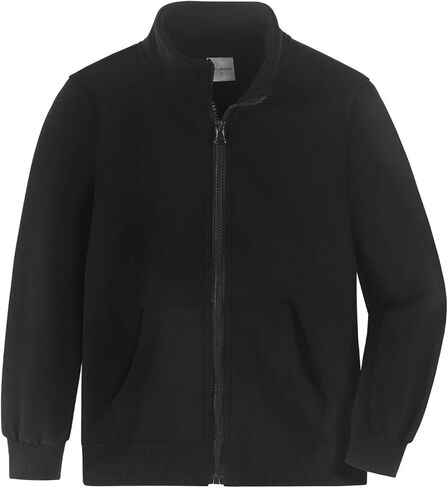 Spring&Gege Boys Full Zip Fleece Hoodless Hoodies Mock Neck Sweatshirts Kids Zip Up Jackets in Saudi Arabia