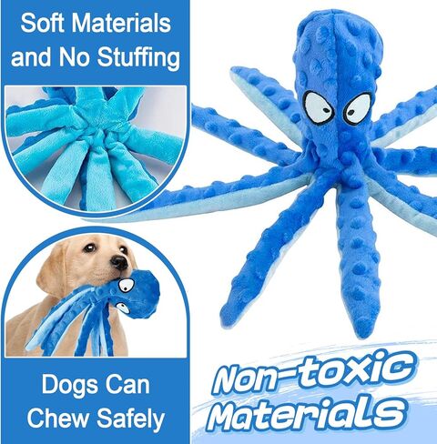 Alphatool Squeaky Dog Toy, Octopus Toys for Aggressive Chewers, Tough No Stuffing Plush Large Dogs, Crinkle Interactive Puppy Small Medium Dogs in Kuwait