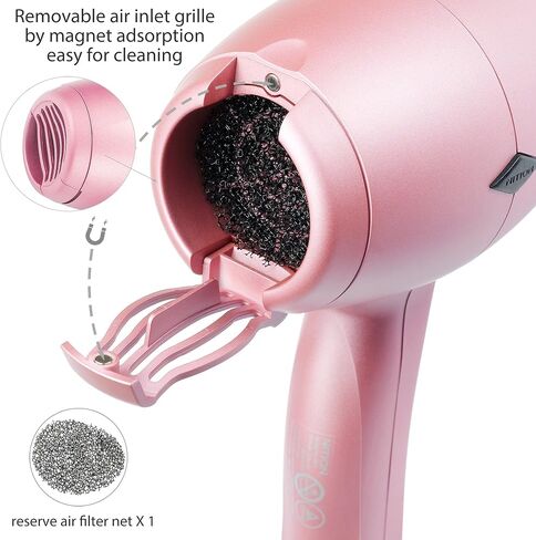 NITION Negative Ions Ceramic Hair Dryer with Diffuser Attachment,Ionic Blow Dryer Quick Drying,1875 Watt 2 Speed / 3 Heat Settings,Cool Shot Button,Lightweight,Rose Pink in Saudi Arabia