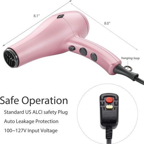 NITION Negative Ions Ceramic Hair Dryer with Diffuser Attachment,Ionic Blow Dryer Quick Drying,1875 Watt 2 Speed / 3 Heat Settings,Cool Shot Button,Lightweight,Rose Pink in Saudi Arabia
