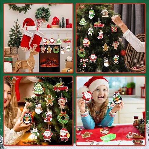 16Pcs Christmas Diamond Art Painting Keychain Kits 5D DIY Diamond Key Chain Hanging Ornaments Christmas Gift Tags Tree Decor Handmade Xmas Diamond Art Pendants for Holiday Festival Wrapping in Saudi Arabia
