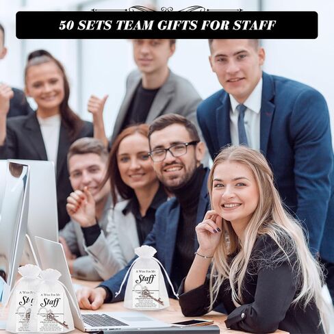 Quelay 50 مجموعة هدية تقدير الموظف الهيكل العظمي مفتاح فتاحة الزجاجات سلسلة المفاتيح أتمنى مضفر سوار شكرا لك بطاقة الأورجانزا حقيبة الموظفين زميل العمل فريق هدية in Saudi Arabia