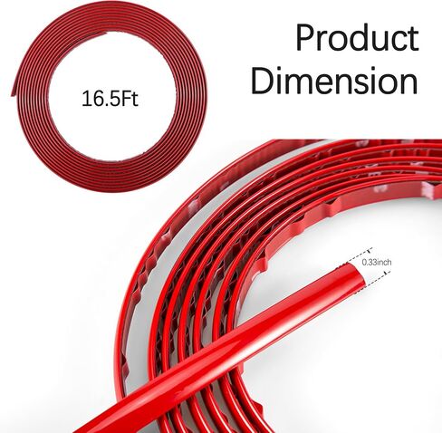 16.4Ft Cuttable Automotive Trim Strip,Anti-Scratch Car Door Trim Molding Car Exterior Accessories,Universal Car Stickers Trim Strip for Hood,Window,Door,Bumper,Headlight (Red) in Kuwait