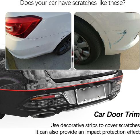 16.4Ft Cuttable Automotive Trim Strip,Anti-Scratch Car Door Trim Molding Car Exterior Accessories,Universal Car Stickers Trim Strip for Hood,Window,Door,Bumper,Headlight (Red) in Kuwait