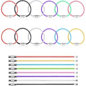 12 Pack 4" Key Ring Wire Keychain Cable Keyring Key Chain Holder Clips Small Loops for Car Keys, Key Tags, Luggage Tags, Bag Tags, Crafts (Multicolor, 2mm)