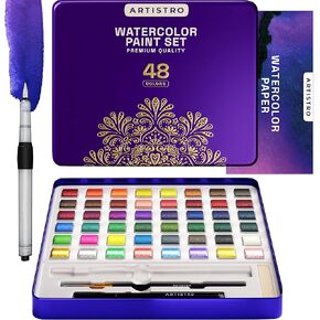 ARTISTRO Metallic Watercolor Paint Set 12 Colors, Travel Watercolor Set with Metallic Watercolor Paints, Water Color Paint Sets for Kids, Mini Water Colors Paint Adult Set for Beginners and Amateurs