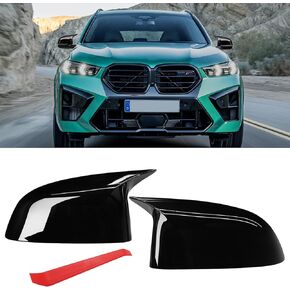 Jaronx متوافق مع غطاء مرآة BMW X3 G01/X4 G02/X5 G05/X7 G07 2019-2024، X6 G06 2020-2024، أغطية مرآة الرؤية الخلفية بنمط M من ألياف الكربون لسيارة BMW، غطاء مرآة جانبي يمين ويسار بمشبك القرن