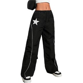 Girl's Baggy Sweatpants Star Graphic Drawstring Waist Wide Leg Pants Athletic Long Track Pants