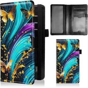 Checkbook Cover for Personal Checkbook for Men and Women Check Book Cover Wallet Cute Pu Leather with Pen Holder Card Slots Elastic Strap with Duplicate Checks Dragonflies And Flowers