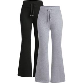 SOLY HUX Girl's 2 Piece Sweatpants Elastic High Waisted Flared Leg Long Pants