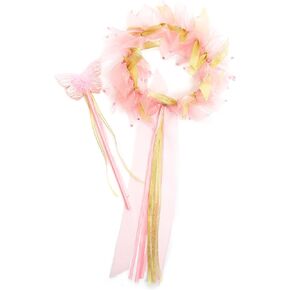 Little Adventures Fairy Princess Halo & Wand Child Accessory Set - Pretend Play and Party Accessories