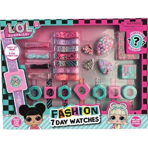 LOL Surprise: 7 Day Fashion Watches - Mix & Match Styles, Digital, New Look Every Day, DIY Jewelry Craft Kit, Green-Pink-Purple-Patterns, Kids Ages 3+