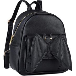 Bat Backpack,Black Mini Backpack Goth Backpack, Chic Bat Gothic Backpack,Small Leather Backpack Purse Mini Goth Daypack With Wings for Women Fashion Daypack Travel Halloween Goth Bag